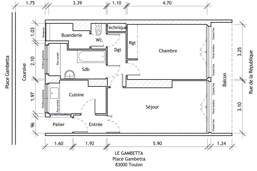 Le Gambetta Lägenhet Toulon Exteriör bild